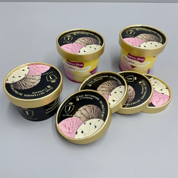Golden ice cream paper lid